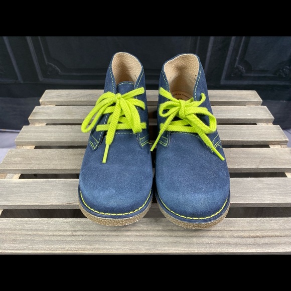 NWOB FootMates Denim Suede & Lime Mojave Leather Chukka Boot - Little Kid 13.5 - Picture 2 of 6